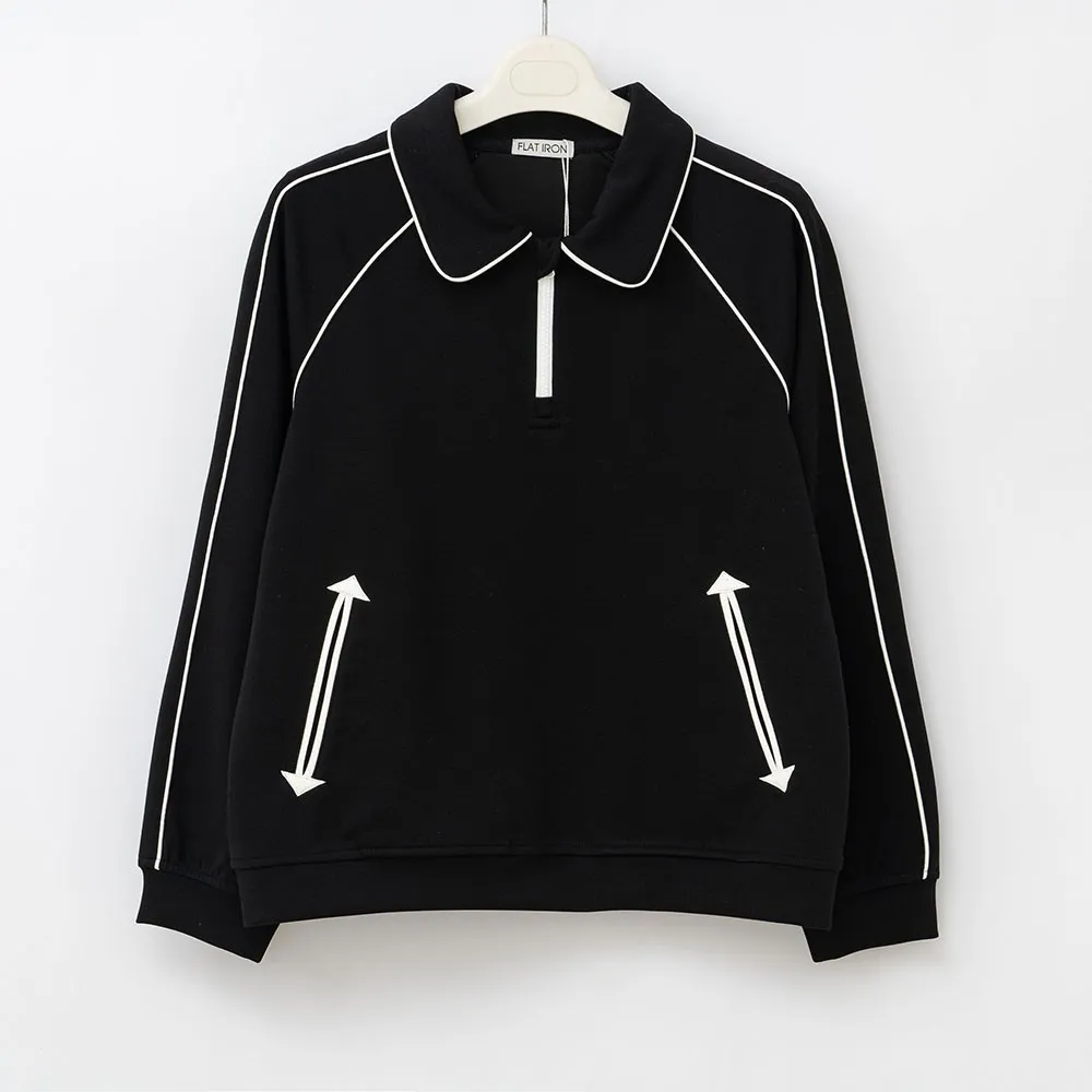 Женский повседневный спортивный свитер черного цвета (2)